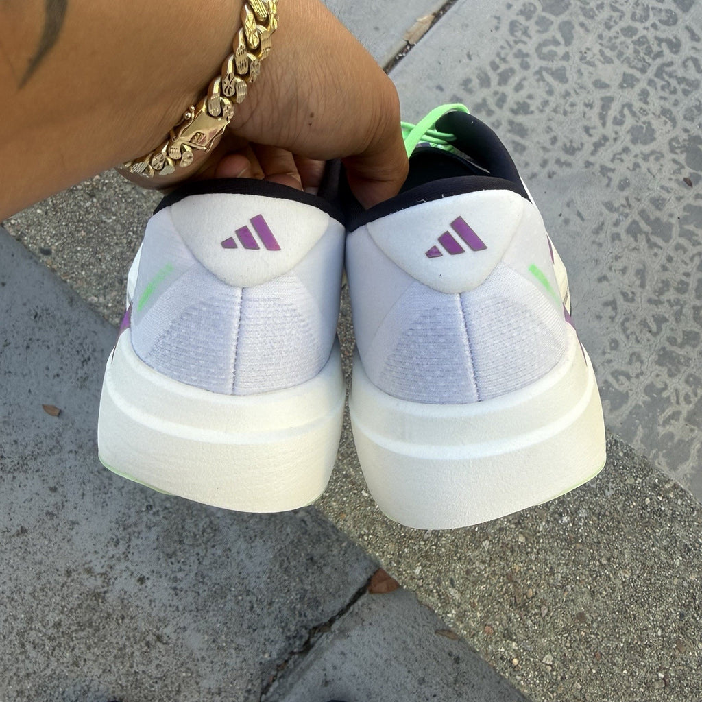 Size 8 - adidas Adizero Evo SL Footwear White Collegiate Purple Lime Burst