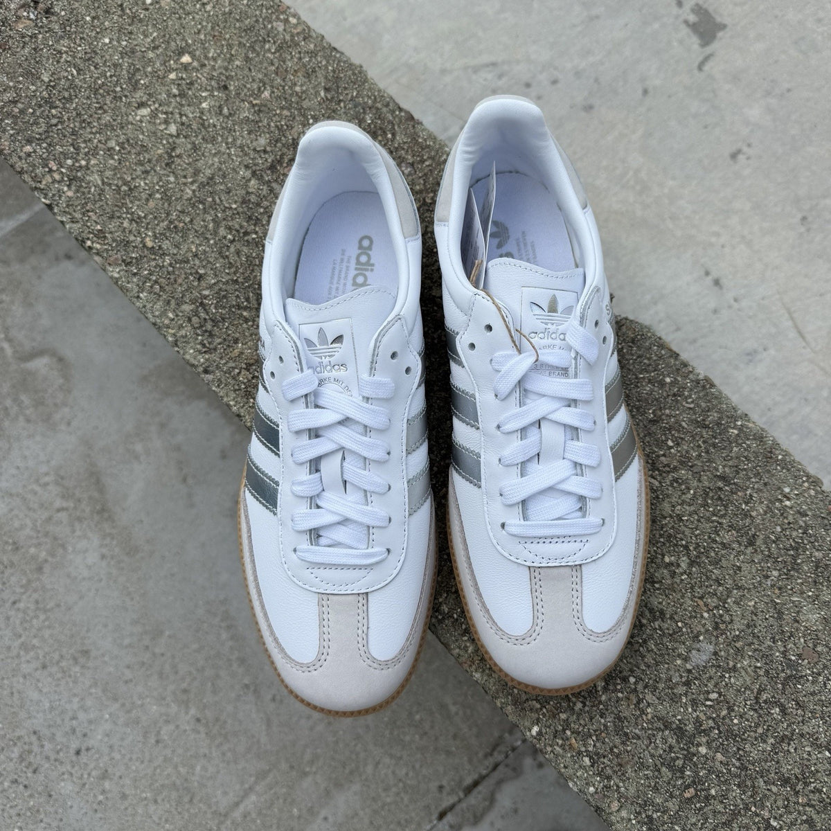 Size 7 - adidas Samba OG White Silver Metallic Grey W