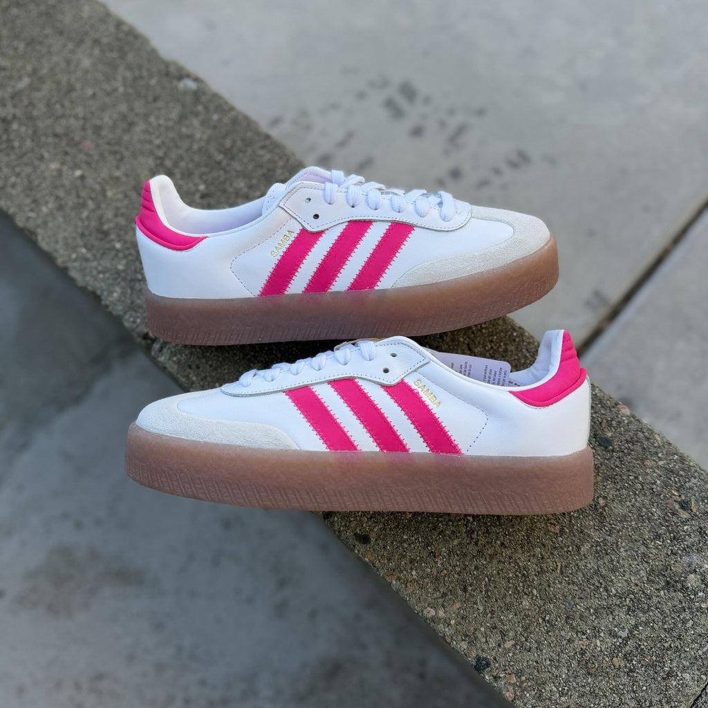 Size 6.5 - adidas Sambae White Shock Pink GS