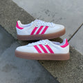 Size 6.5 - adidas Sambae White Shock Pink GS