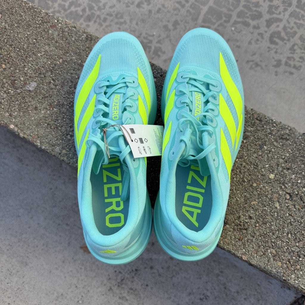 Size 11 - adidas Adizero Evo SL Flash Aqua Lucid Lemon