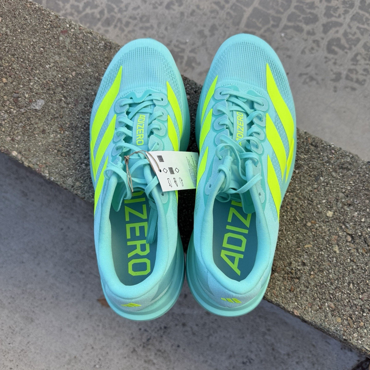 Size 11 - adidas Adizero Evo SL Flash Aqua Lucid Lemon