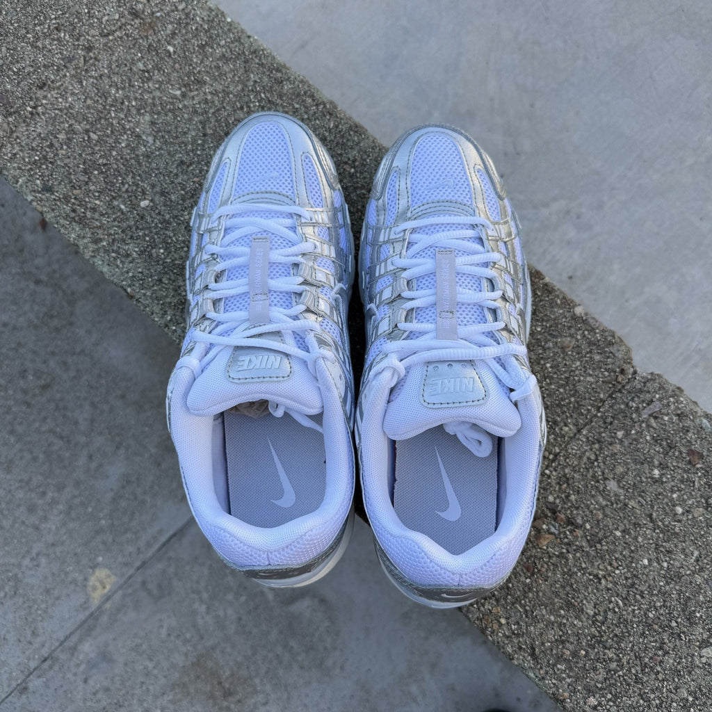 Size 5.5 - Nike P-6000 White Metallic Silver W