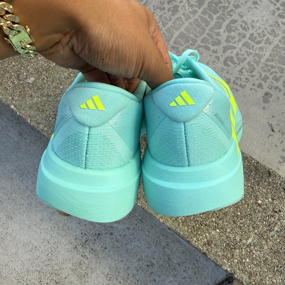 Size 8 - adidas Adizero Evo SL Flash Aqua Lucid Lemon