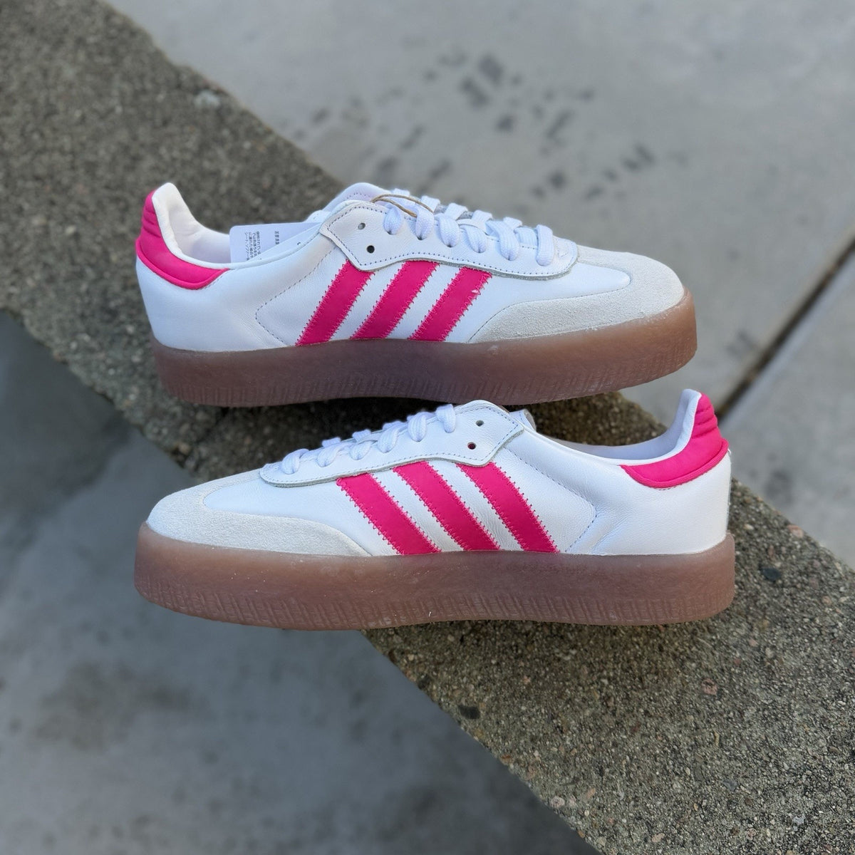 Size 6.5 - adidas Sambae White Shock Pink GS