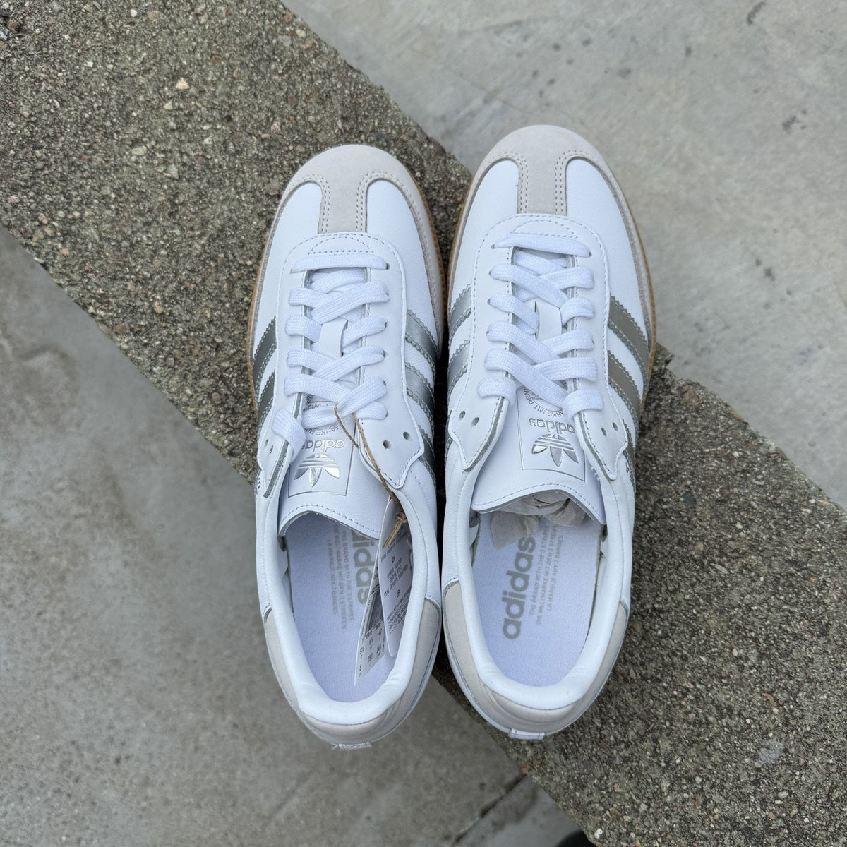 Size 7 - adidas Samba OG White Silver Metallic Grey W