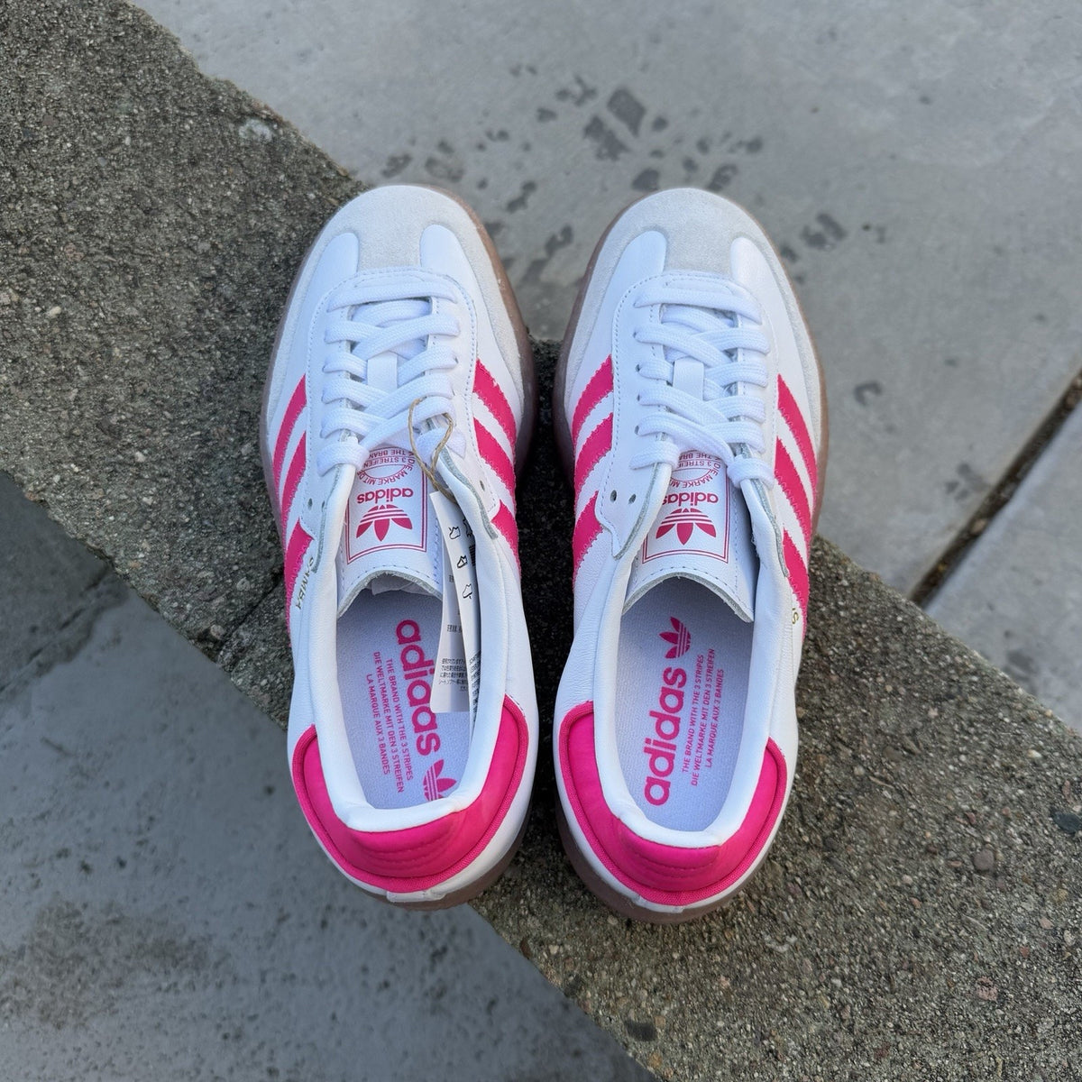 Size 5 - adidas Sambae White Shock Pink GS